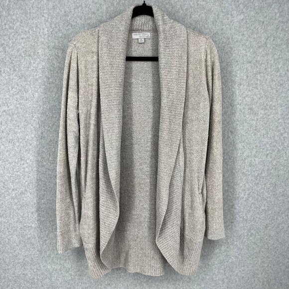 Barefoot Dreams CozyChic Lite Circle Cardi Size M Tan Light Neutral Pockets EUC - Picture 1 of 11